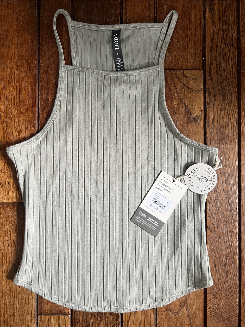 Vuori Talc Marina Mineral Green Ribbed Tank Size Small New With Tags NWT